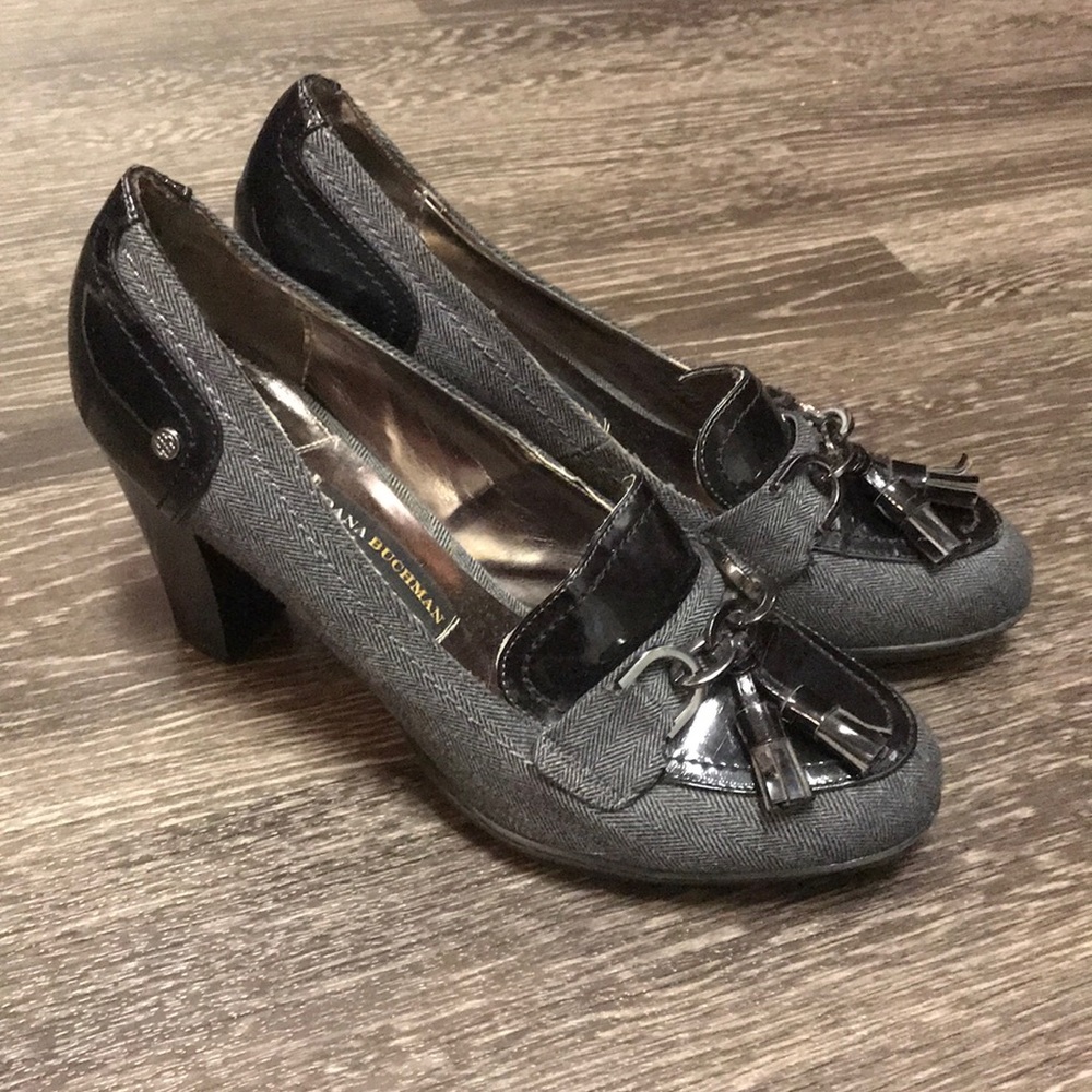 Heeled Black & Tweed Loafer Dana Buchman 9.5